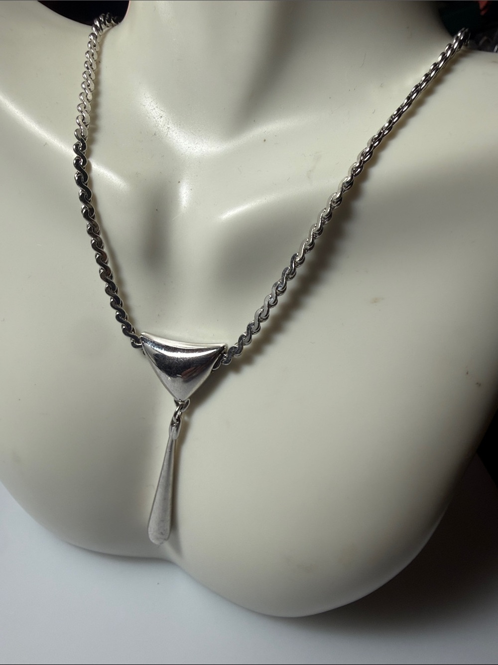 Monet Silver-Tone Drop Necklace or Choker with Teardrop Charm